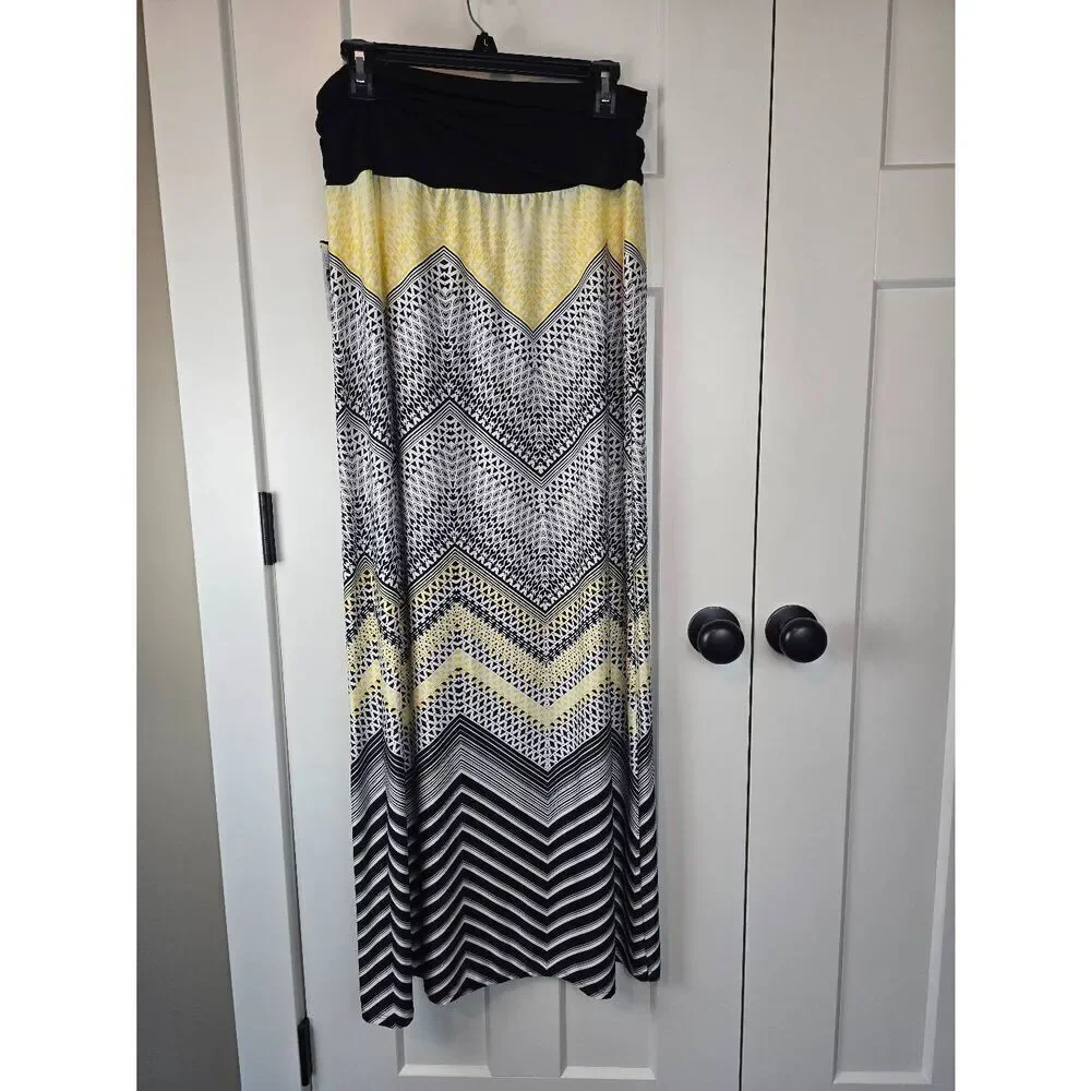 AGB Maxi Skirt Sz XL Yellow/Black/White